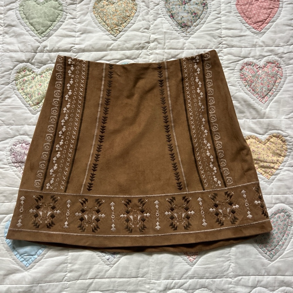 Abercrombie & Fitch Faux Suede Mini Skirt Y2K Brown Indie Boho Chic Size 4